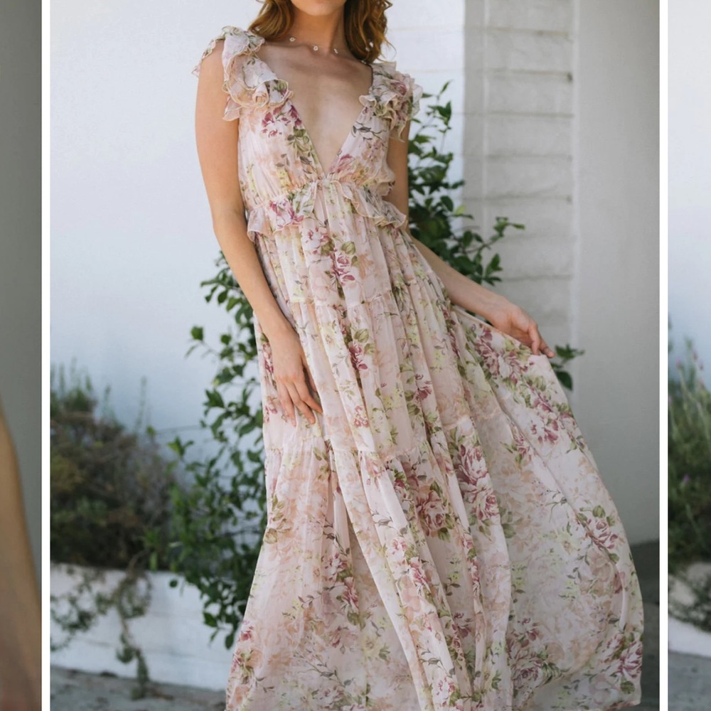 Morning Lavender Poppy Maxi Dress